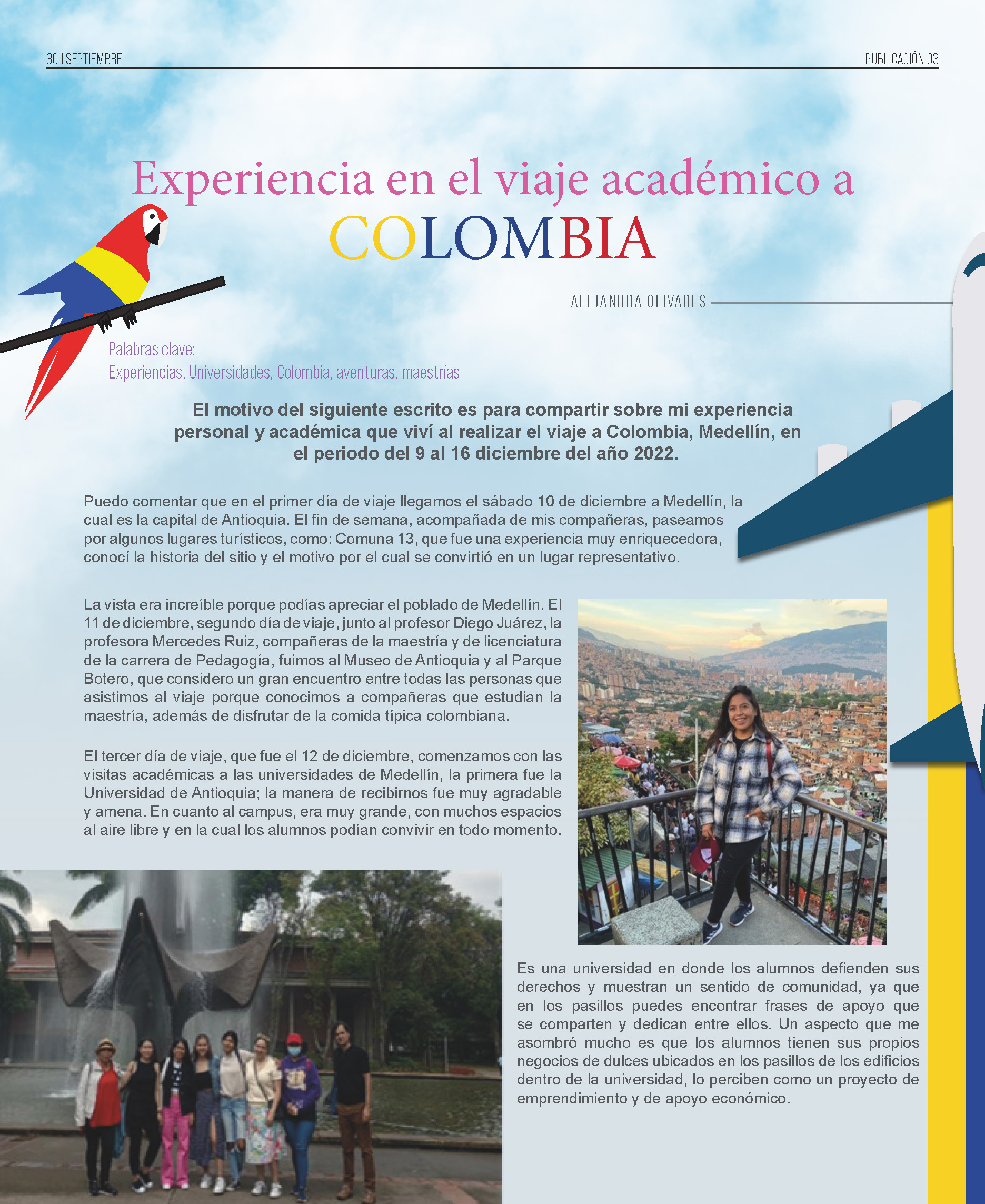 Experiencia en el viaje académico a Colombia