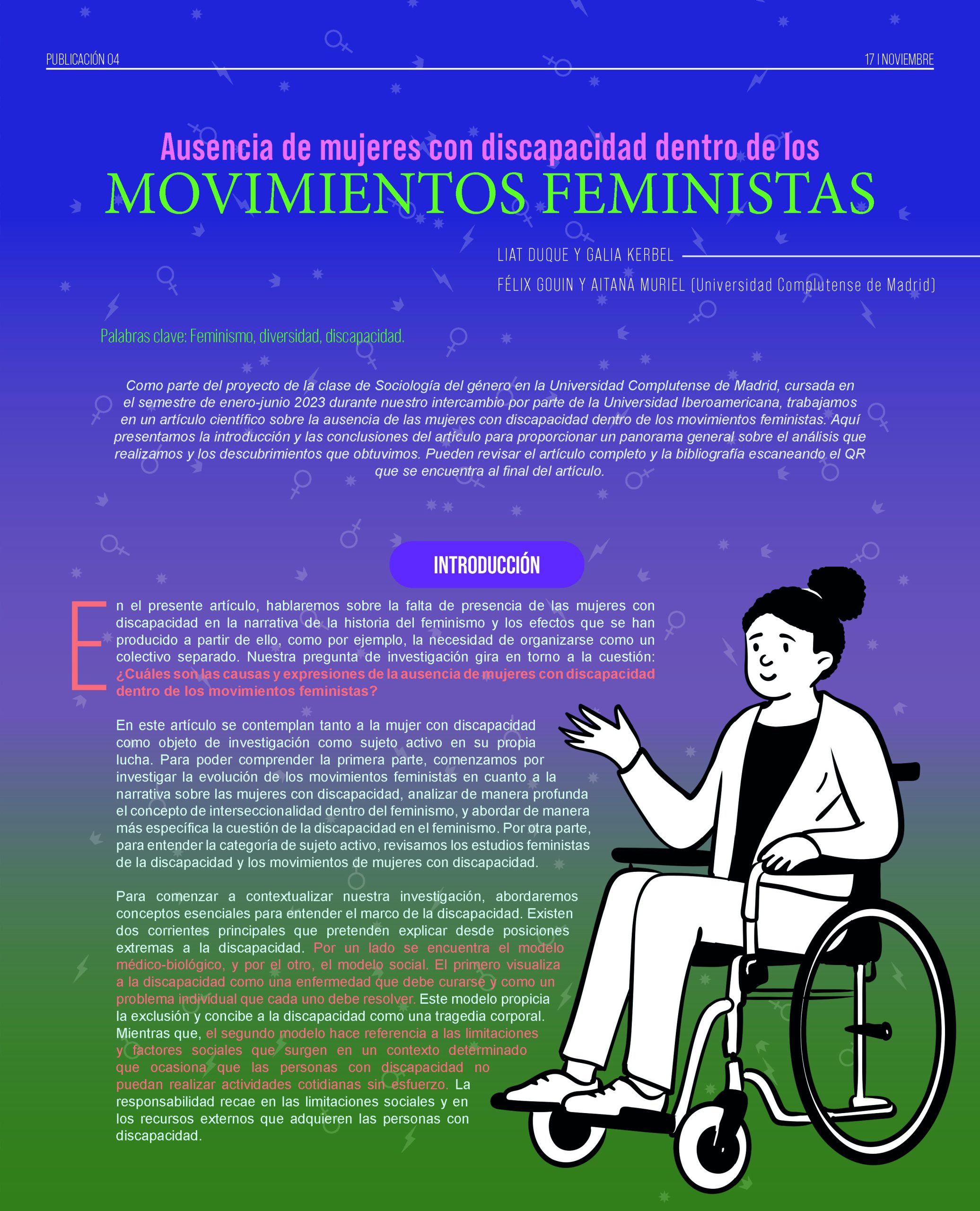 Ausencia de mujeres con discapacidad dentro de los movimientos feministas